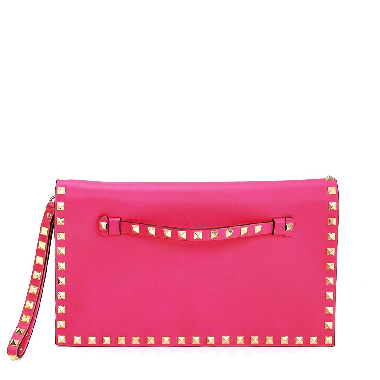 Valentino - Pink Leather Rockstud Wristlet Clutch